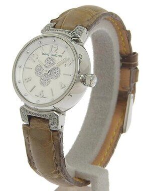 LOUIS VUITTON Tambour Watches Q121P Forever Brown White shellDial Stainles...